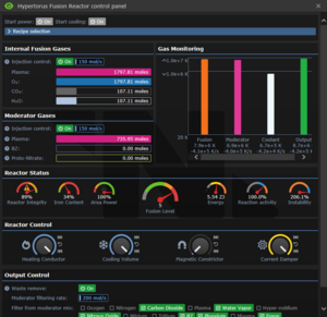 Hypertorus Fusion Reactor interface with dials set in a way to enable it to recover from melting down.